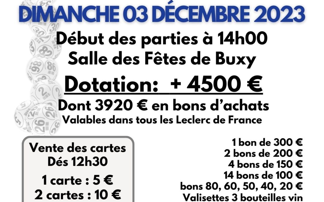 Loto à Buxy le 3 décembre 2023