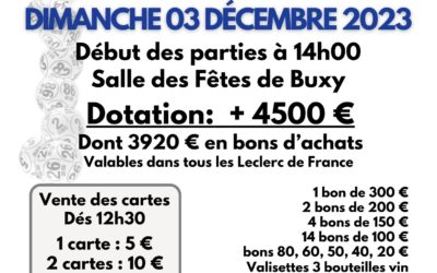 Loto à Buxy le 3 décembre 2023